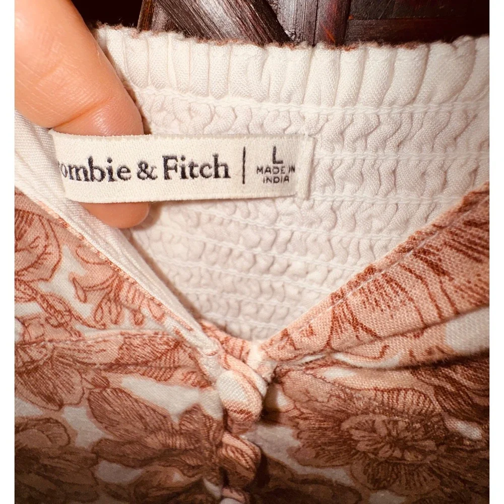 Abercrombie & Fitch Boho Linen Blend Floral V-Neck Maxi Dress Large Cottagecore